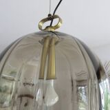 PEILL & PUTZLER pendant light in smoked glass and brass from the 70s
