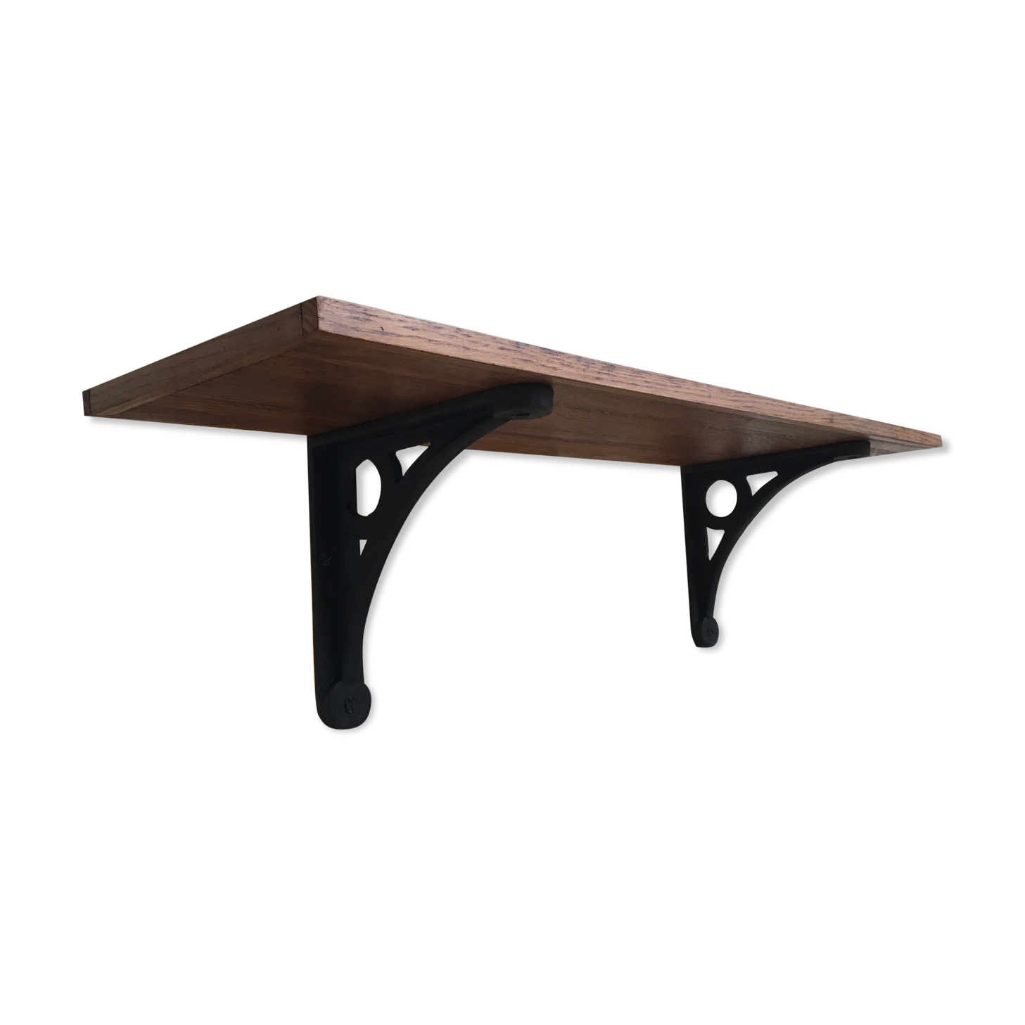 Oak shelf massif year 1940 with cast-iron brackets