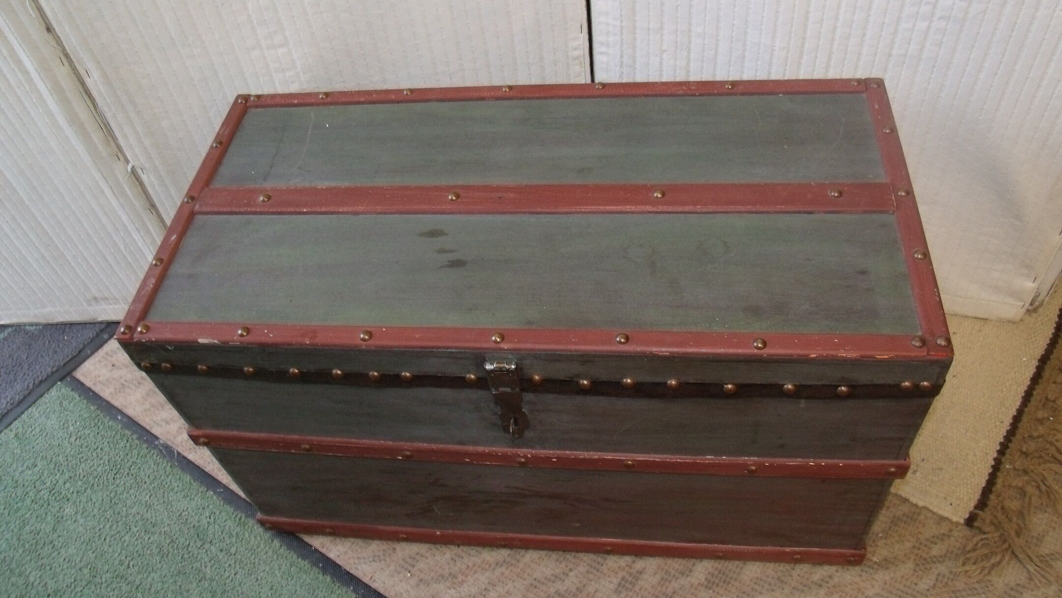Old chest trunk wood studded