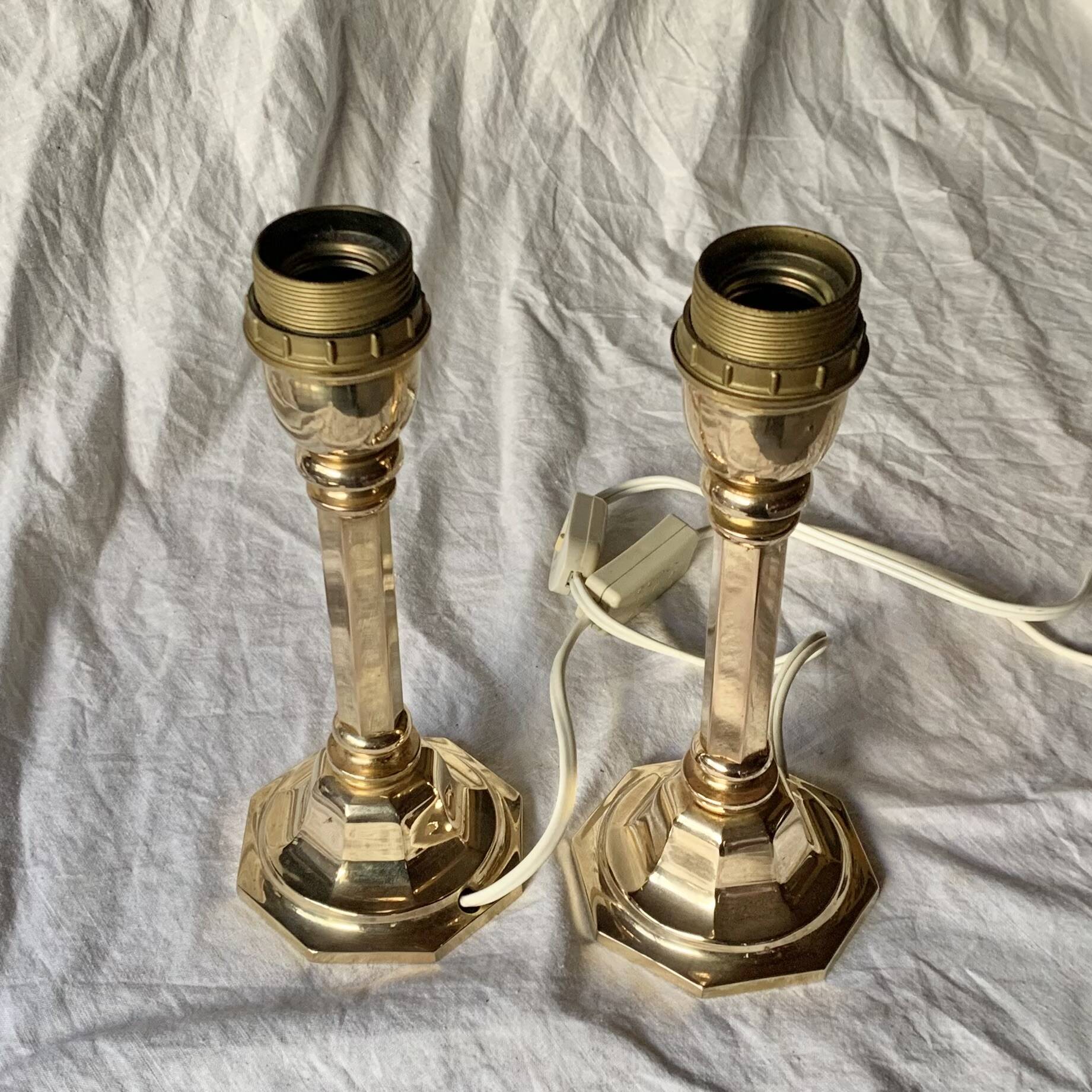 Pair of vintage brass lamp bases