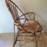 Rattan and wicker armchair 1950