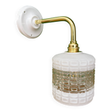 Vintage globe angled wall light in white and clear glass
