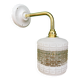 Vintage globe angled wall light in white and clear glass