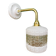 Vintage globe angled wall light in white and clear glass