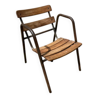 Fauteuil en bois et métal vintage