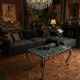 Arletty coffee table in wrought iron and sea green marble.