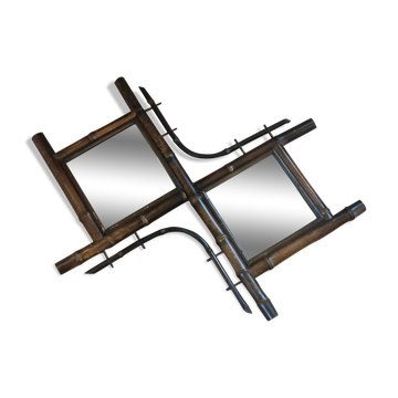 Double miroir bambou