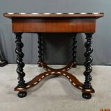 Desk table in precious wood marquetry, Napoleon III period – mid-19th century