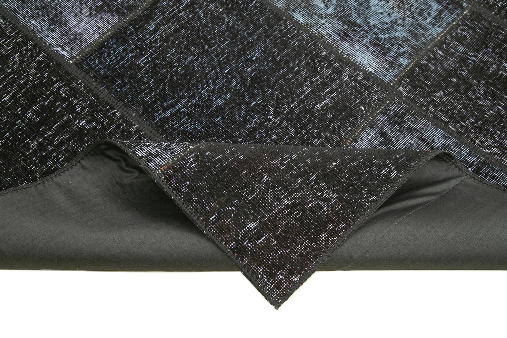 Hand-knotted turkish vintage 170 cm x 243 cm black patchwork rug