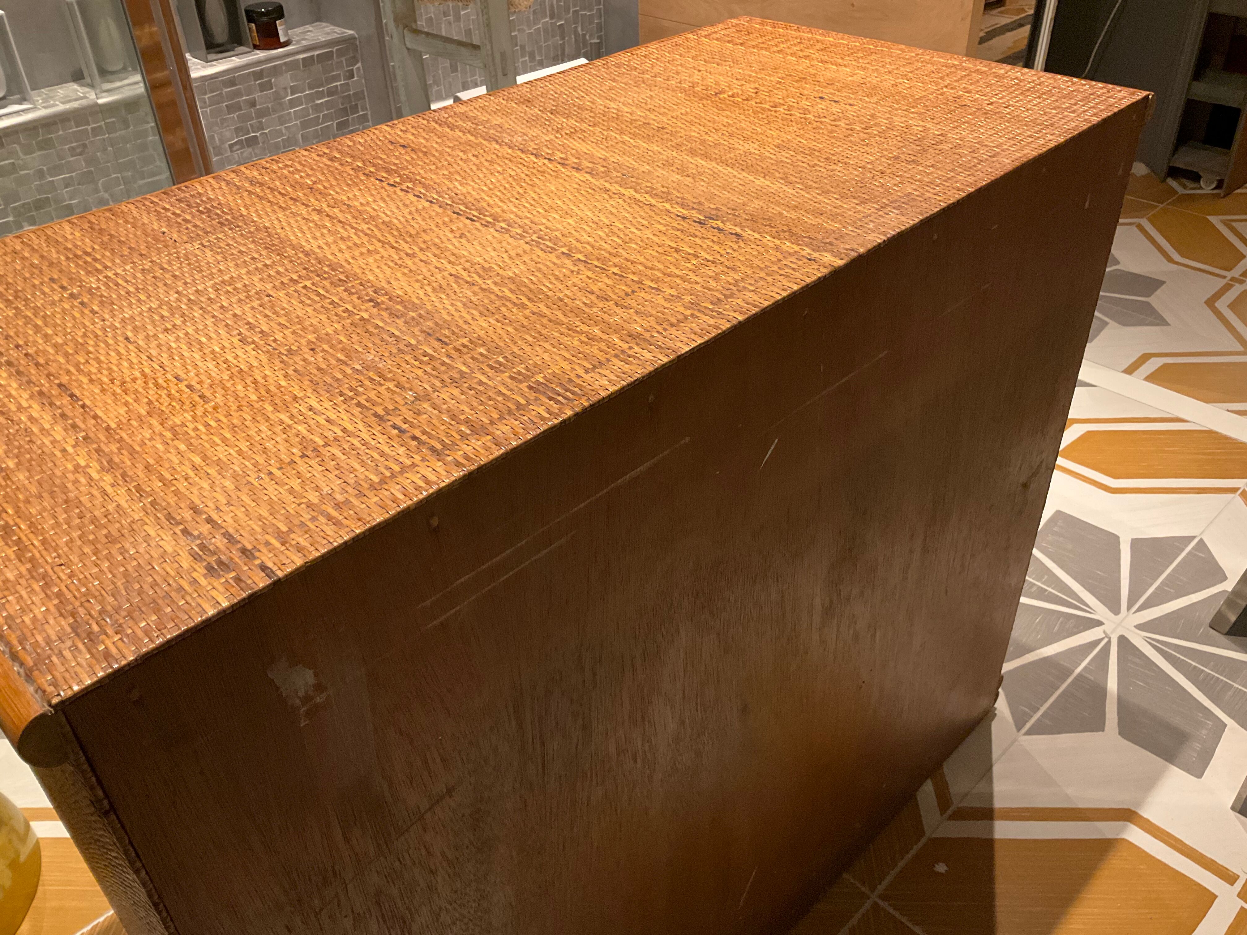 Commode tiroirs rotin bambou