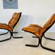 Vintage norwegian mid century leather Seista chairs by Ingmar Relling