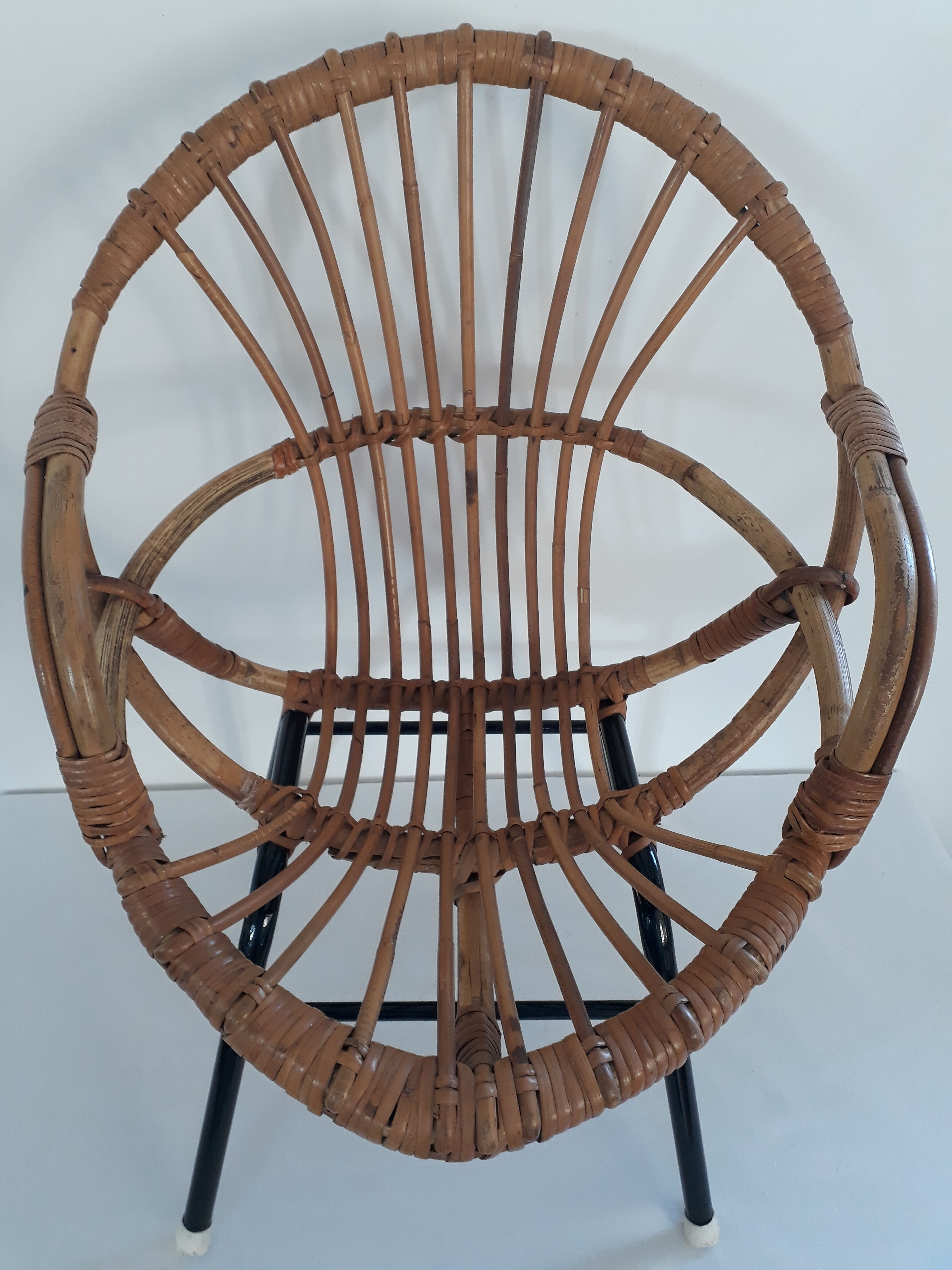 Fauteuil enfant vintage années 60/70 rotin et osier