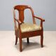 Antique Charles X armchair in walnut and fabric, Italy, mid-19th century.
