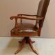 Chaise de bureau vintage en merisier et cuir