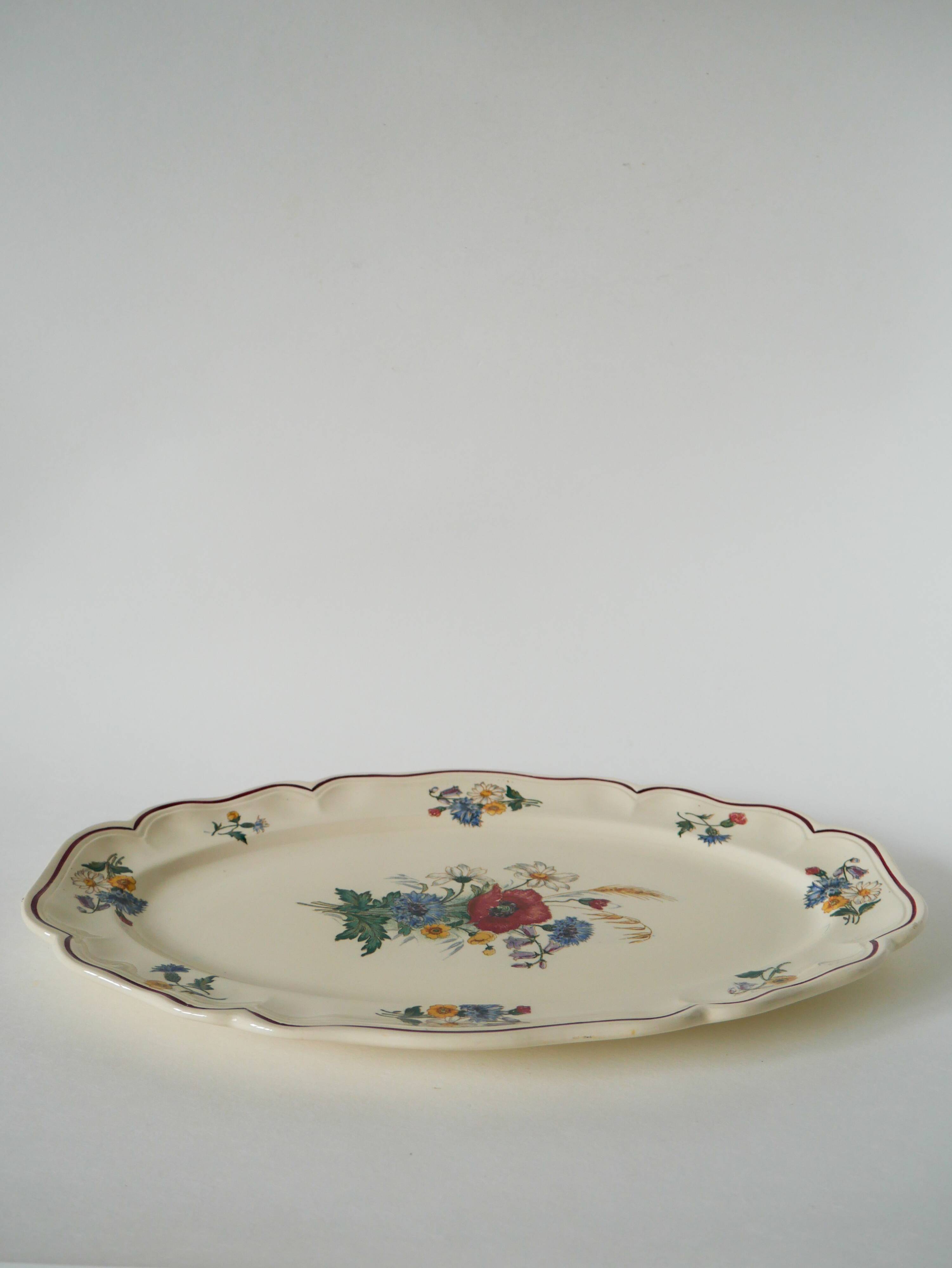 oval dish Digoin Sarreguemines model Agreste, 1960