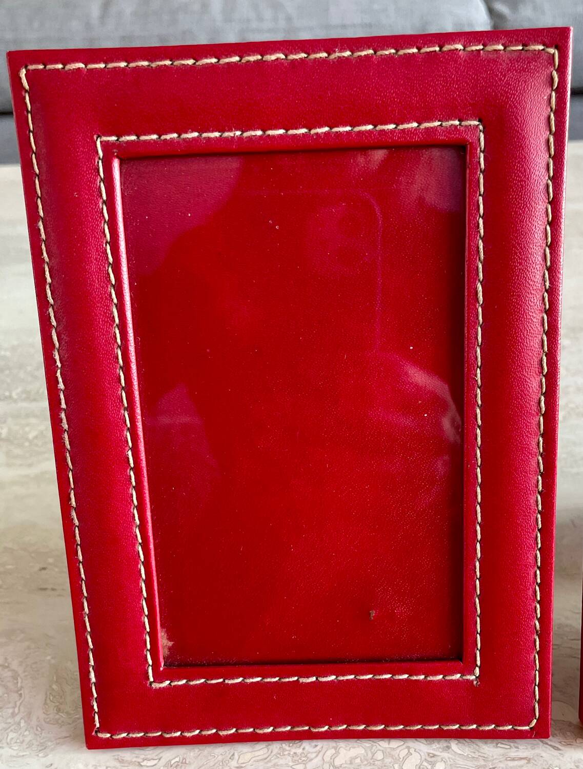 Pair of vintage red photo holder frames