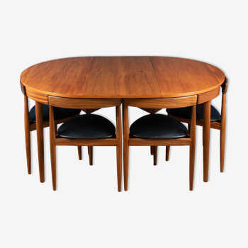 Dining table & 6 chairs "Roundette" by Hans Olsen for Frem Rølje