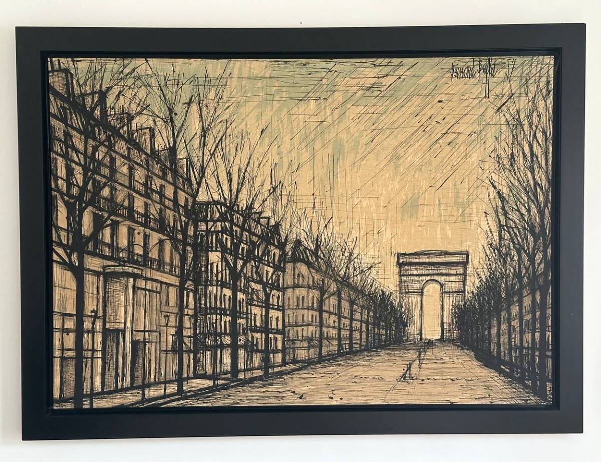 Bernard Buffet painting “Champs-Élysées and Arc de Triomphe” Print on t