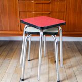 Pair of green and red Formica stools, 1970