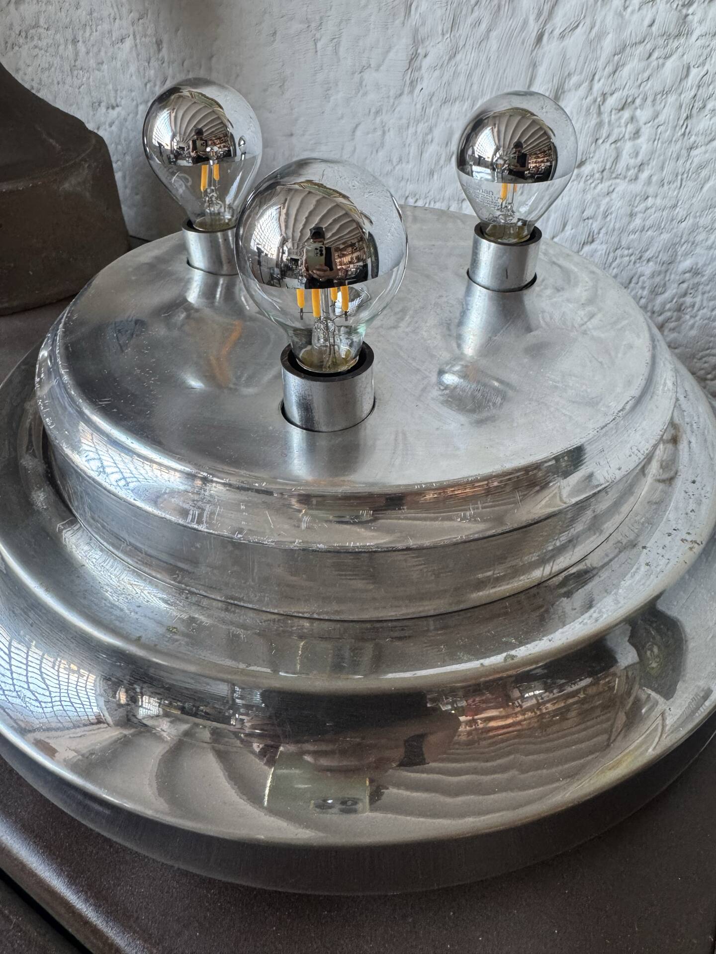Lampe de table verre bullé Space Age années 70