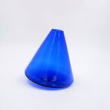 Cobalt blue glass spinning top vase - Salviati Murano