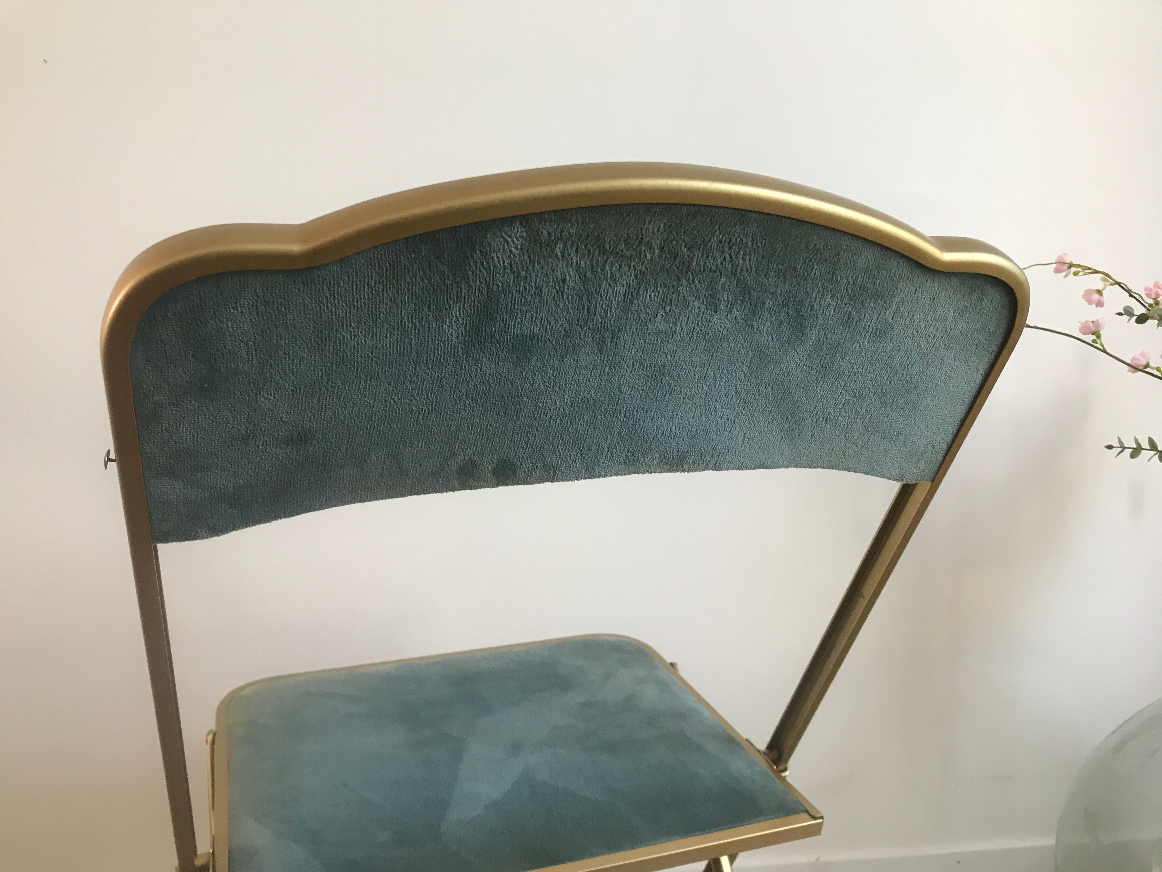 Chaise pliante vintage Chaisor en velours bleu