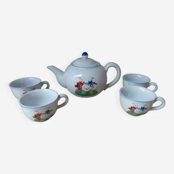 Rare teapot and cups ctc design atlanta usa in earthenware duck model