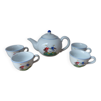 Rare théière et tasses ctc design atlanta usa en faïence modèle canards