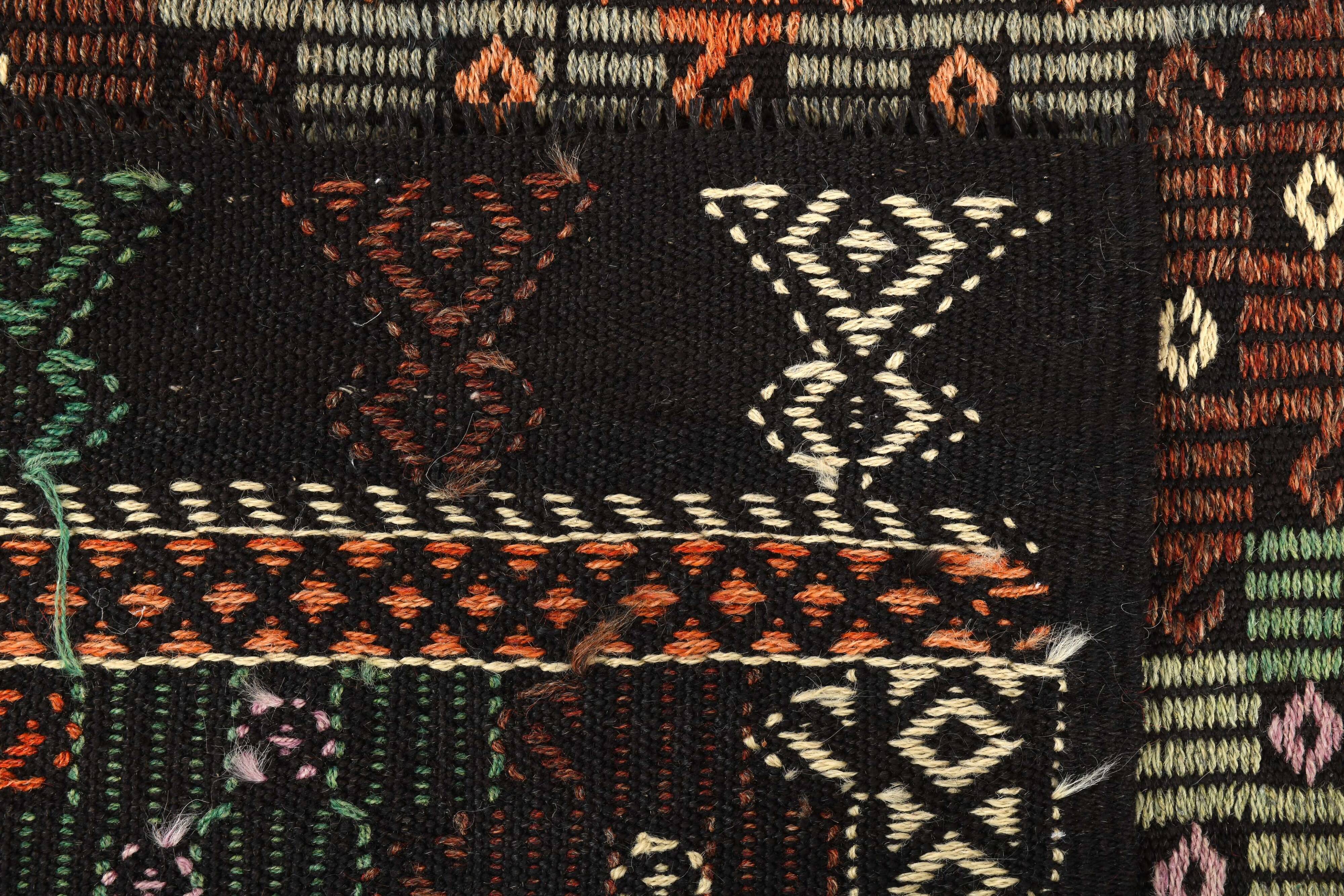 Tapis Kilim vintage fait main bordeaux et vert 7x10, 220x296 cm