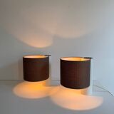 Pair of vintage table lamps, white and brown, “slim” by Gramigna for Quattrifolio, 1964 Italy