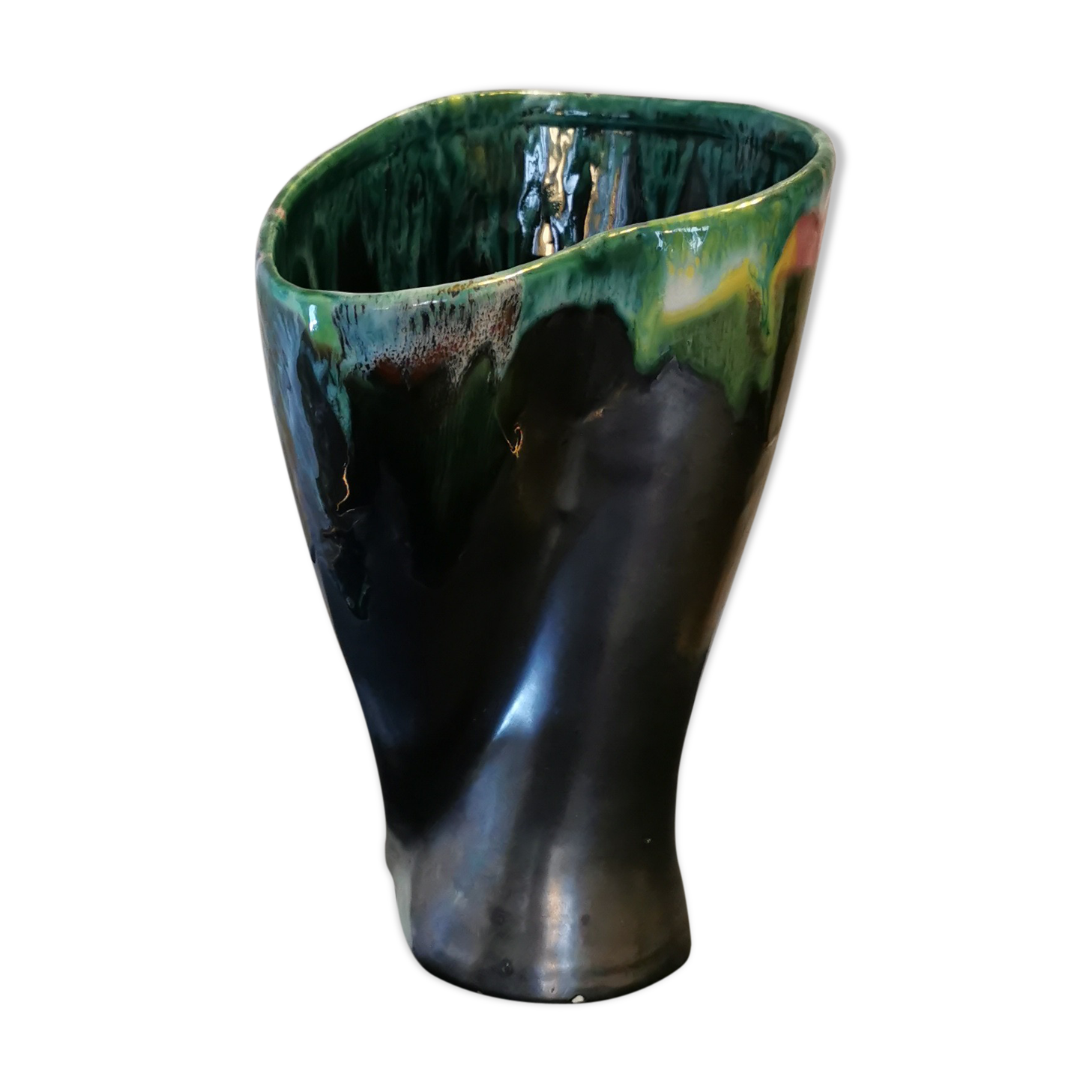 Glossy black Vallauris vase