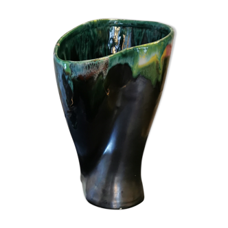 Glossy black Vallauris vase