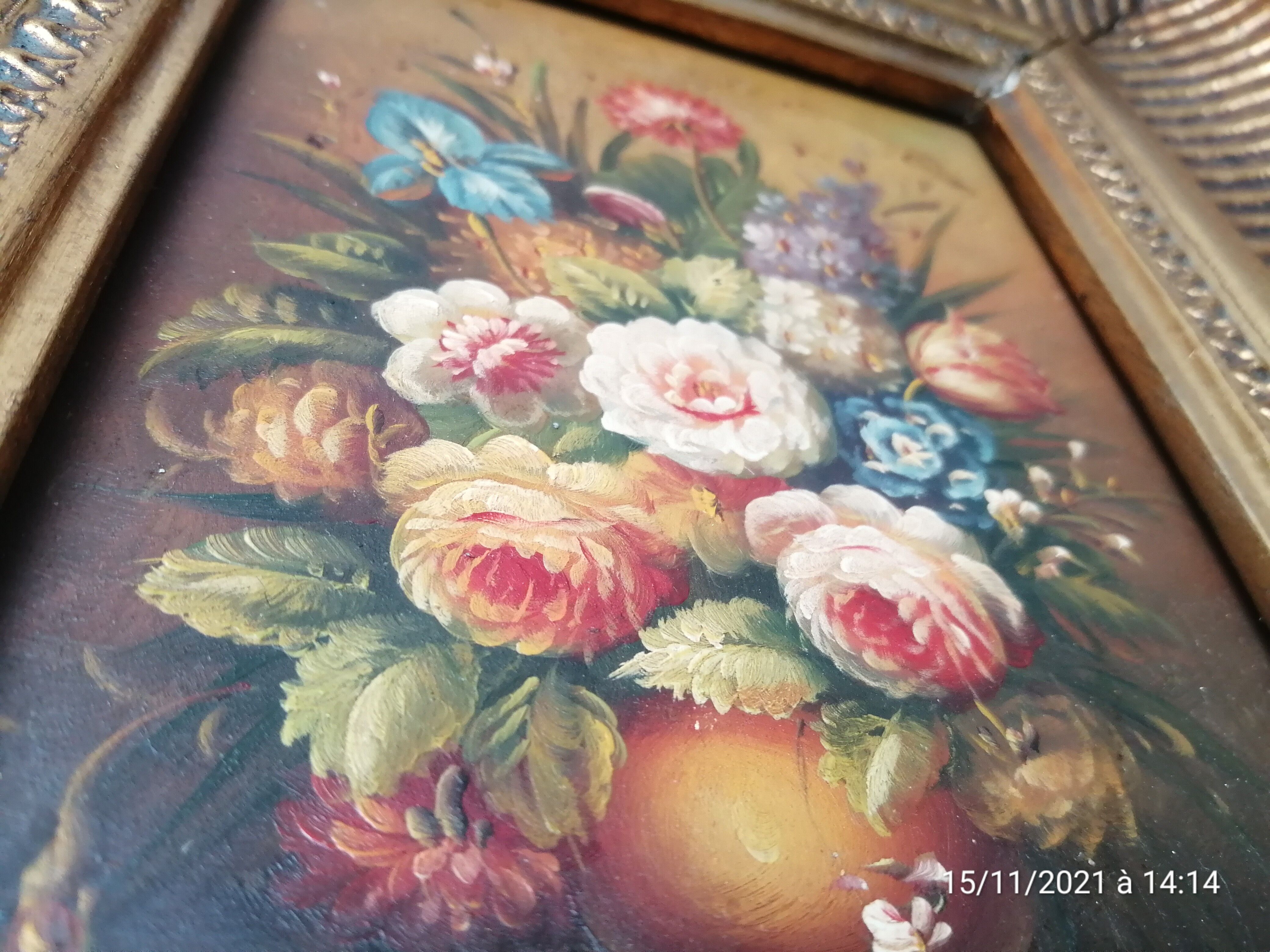 Tableau huile sur panneau Bouquet de B.Vogel