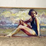 Portrait of a bather signed Patrice Landauer