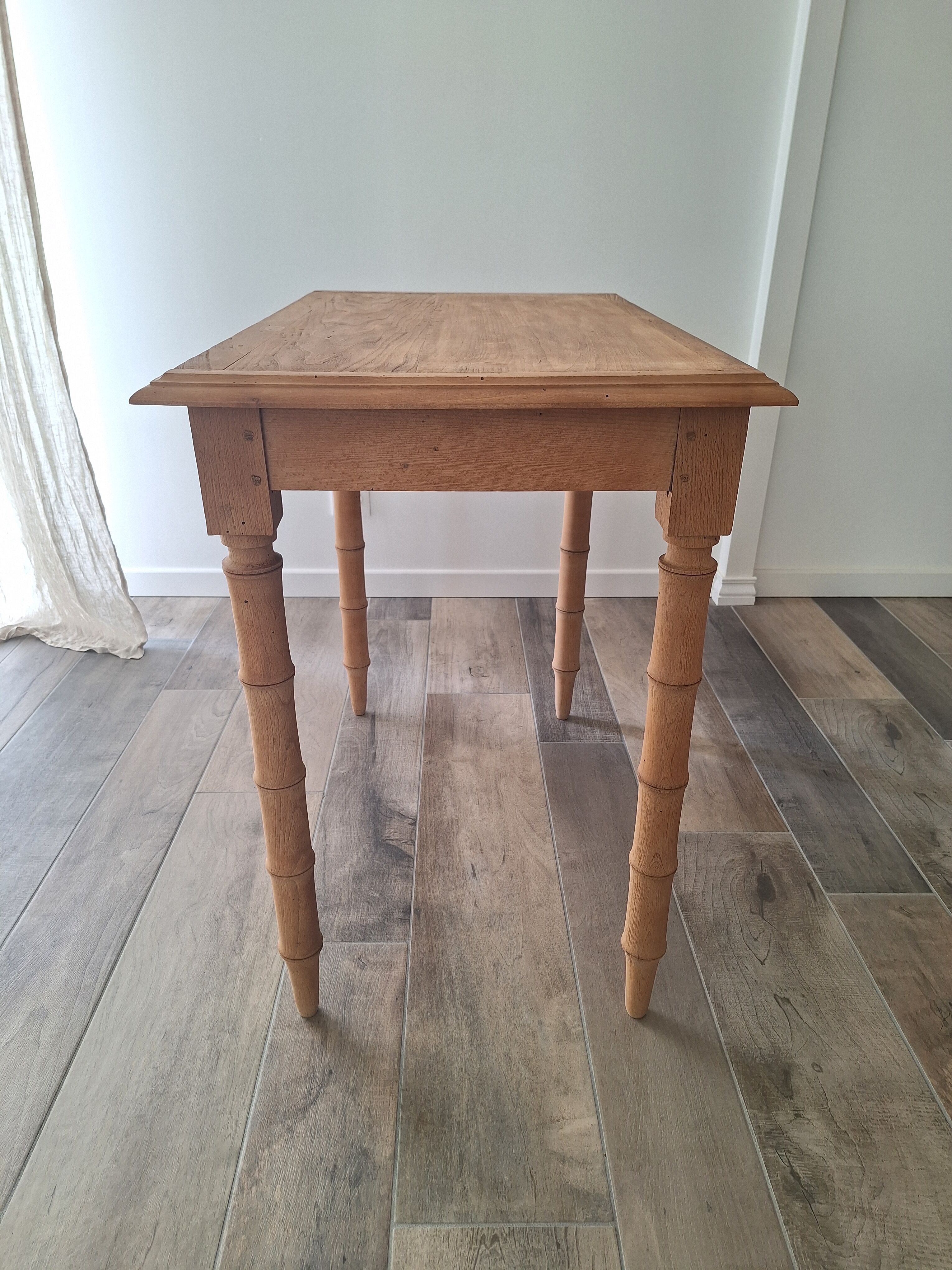 Old beech wood bureau/console/side table with bamboo legs.