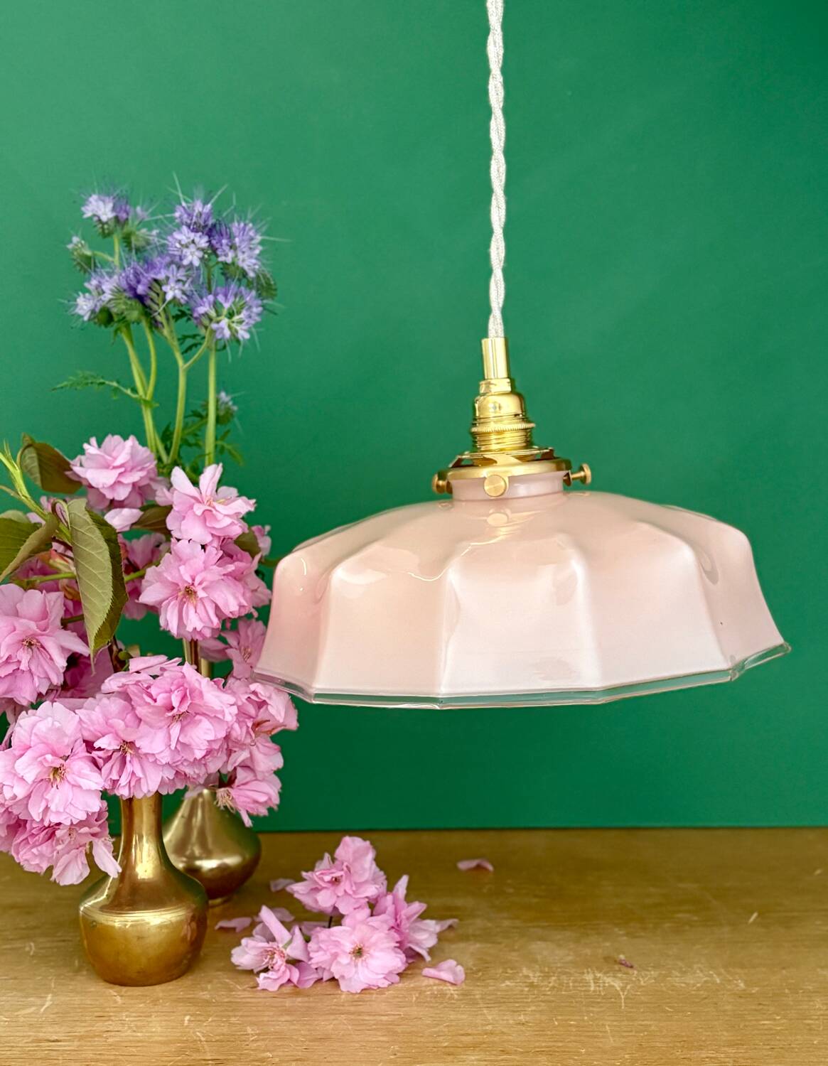 Vintage pink opaline pendant light
