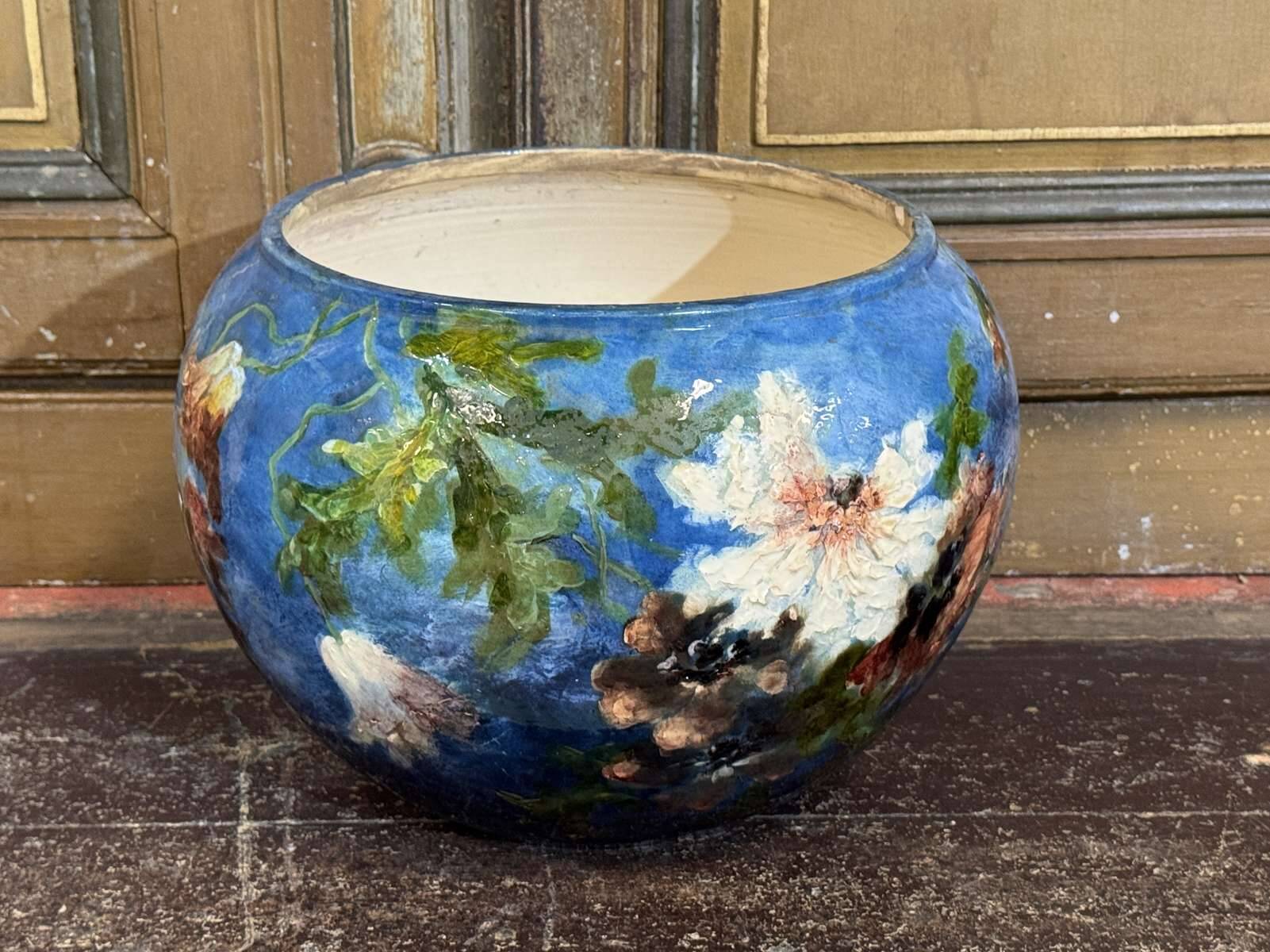 Cache pot XIXème à décor impressionniste