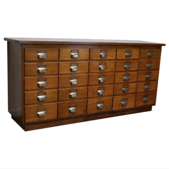 German apothecary's cabinet in oak mid-twentieth century