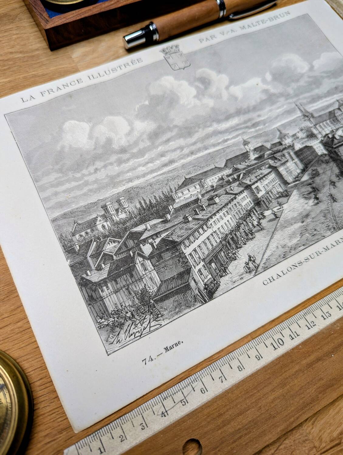 Châlons-en-Champagne, vintage engraving, printed in 1883.
