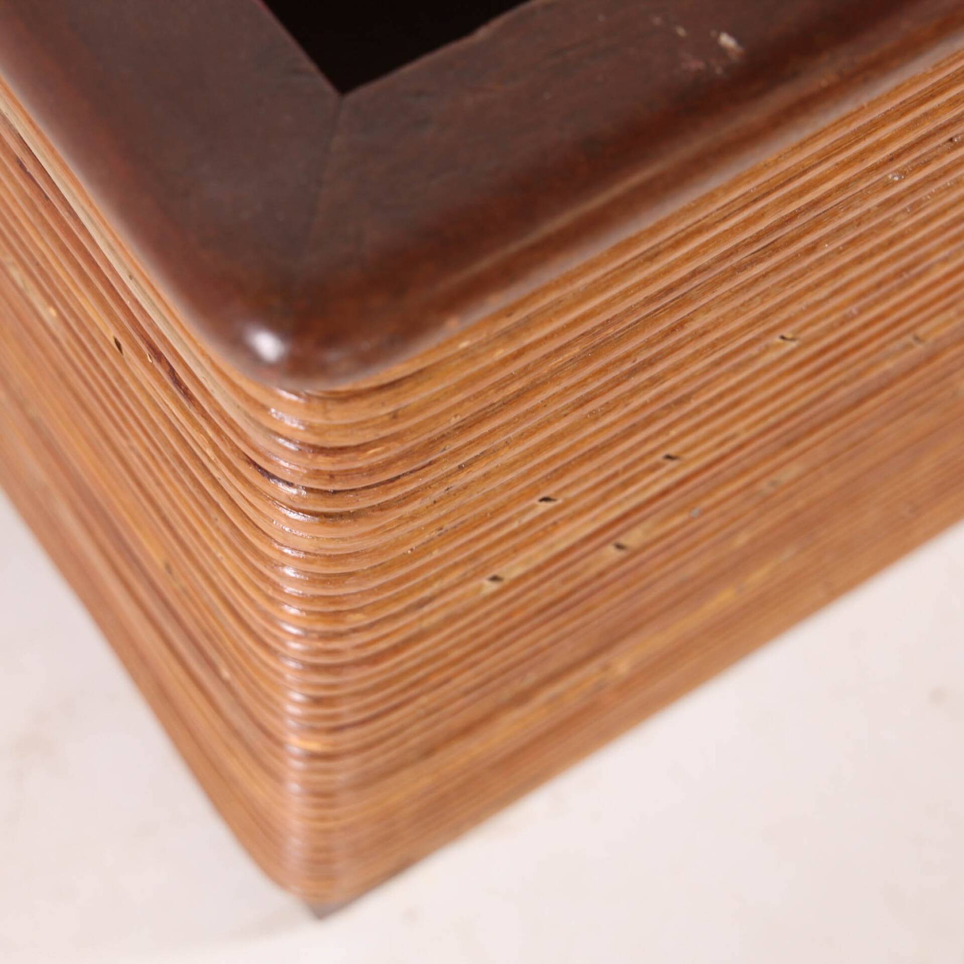 Rattan and wood planter