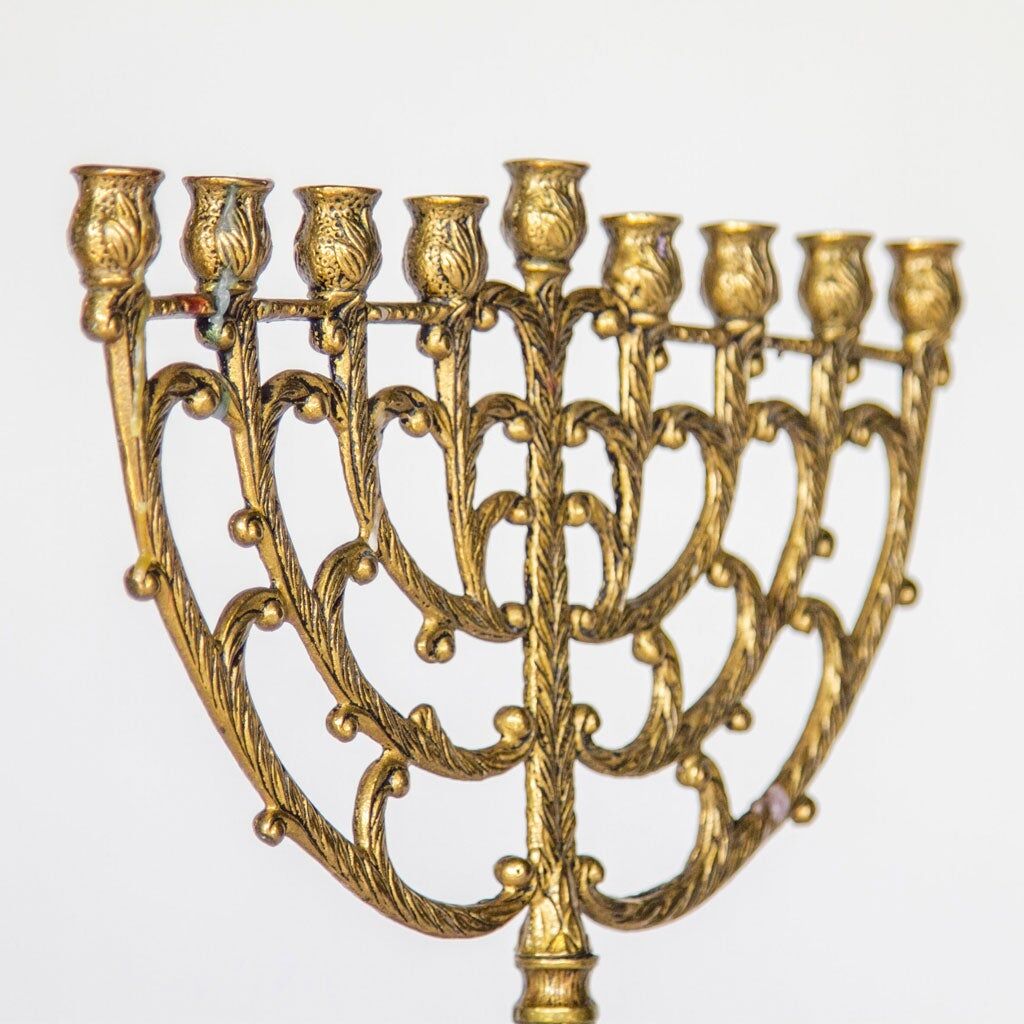 Menorah Hanukkah Brass Chandelier by Tamar