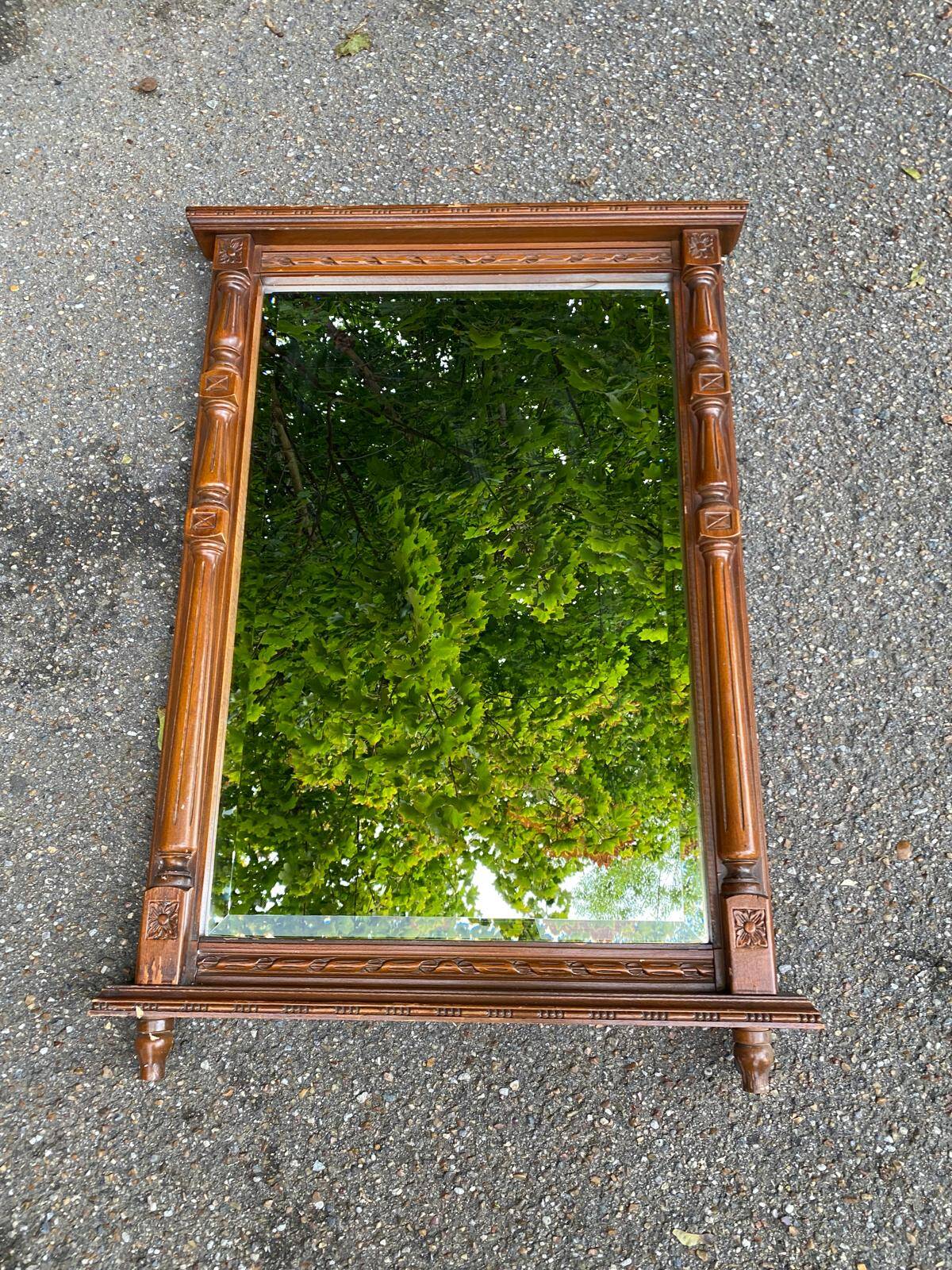 Henri II mirror in solid oak 67x97cm from the 19th century