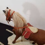 Rocking horse made of wood, fabric and natural horsehair, 1940-1950
