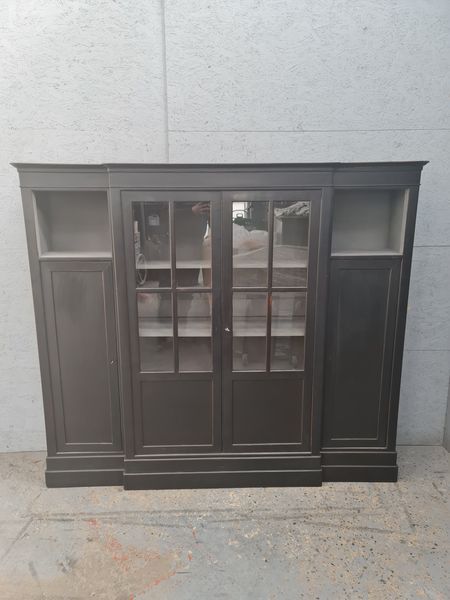 Furniture library industrial office four doors oak black patina