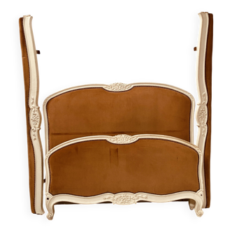 Louis XV style bed in patinated hornbeam, 20th century.