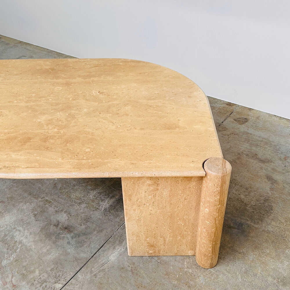 Sculptural Italian travertine coffee table, 1980s