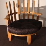 Armchair and his pedestal of Guillerme et Chambron, circa 1960