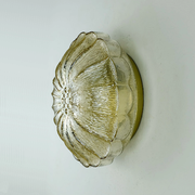 Vintage 1970s mid century wall sconce petal-shaped amber glass shades 2 available
