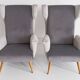 Pair of grey velvet armchairs in the style of Gio Ponti.