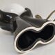 Black ceramic and opaline design hand lamp 90s